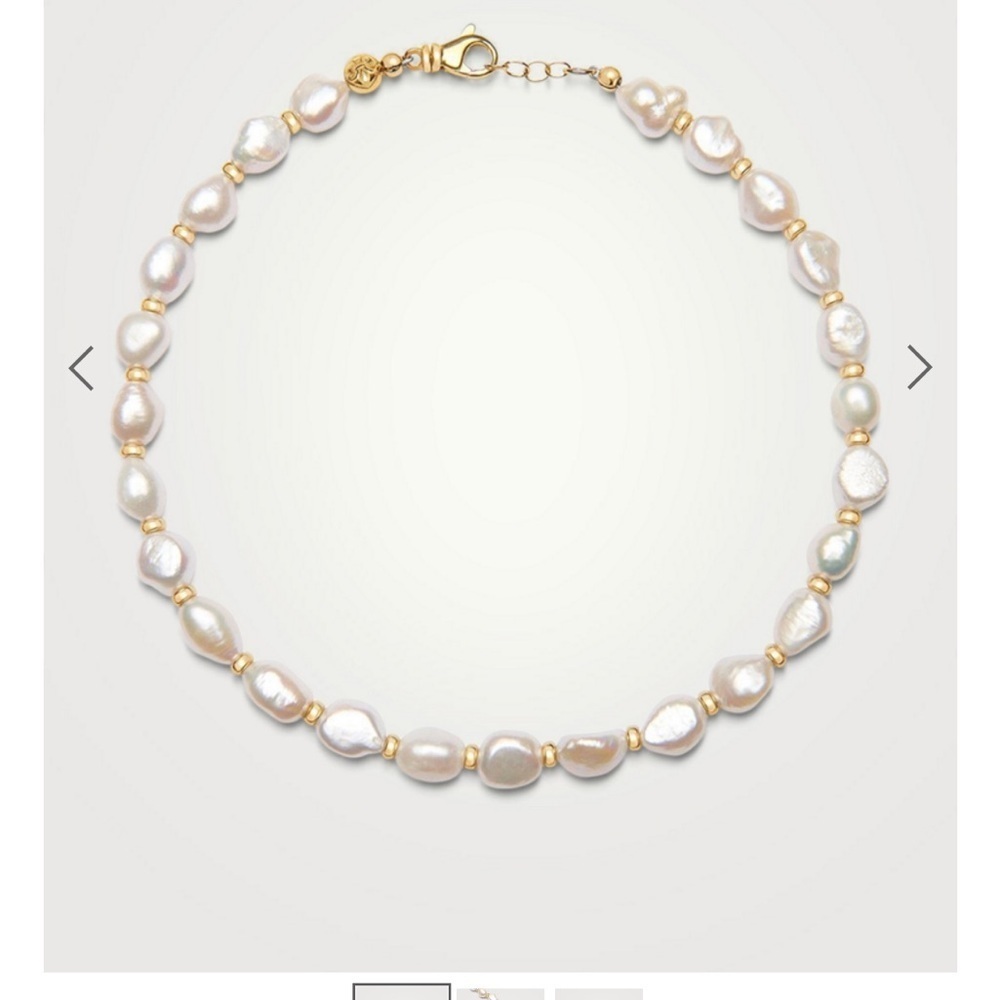 NIALAYA - Women's Pearl Necklace with Gold Accents